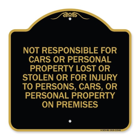 Signmission Not Responsible for Cars or Personal Property Lost or Stolen or for Injury to Persons, BG-1818-23546 A-DES-BG-1818-23546